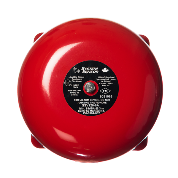 12-Inch Motorized Fire Alarm Bell - High Decibel Industrial Gong (Red)